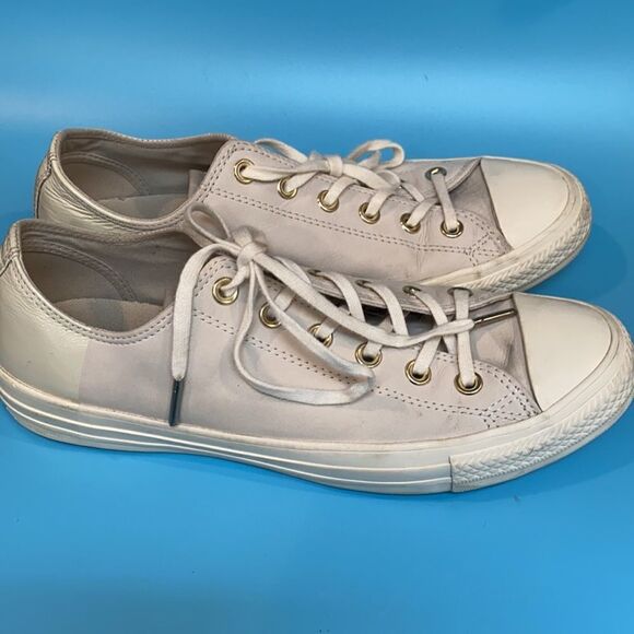 Chuck Taylor Converse Blocked Nubuck Egret/Driftwood Gray Low Top Sneaker Sz8/10 - Picture 3 of 10